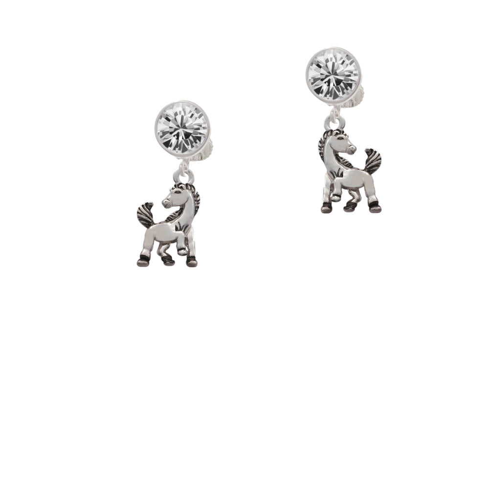 Small Mustang - Mascot Crystal Clip On Earrings Image 2