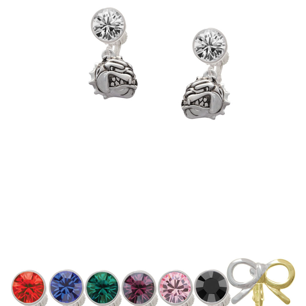 Small Bulldog - Mascot Crystal Clip On Earrings Image 1