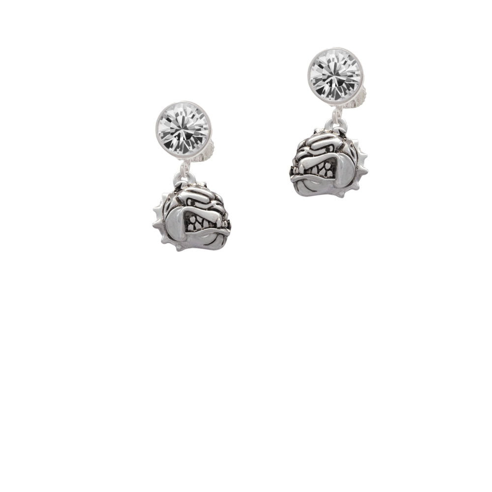 Small Bulldog - Mascot Crystal Clip On Earrings Image 2