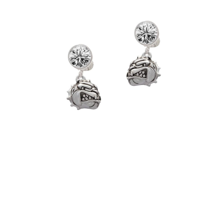 Small Bulldog - Mascot Crystal Clip On Earrings Image 1