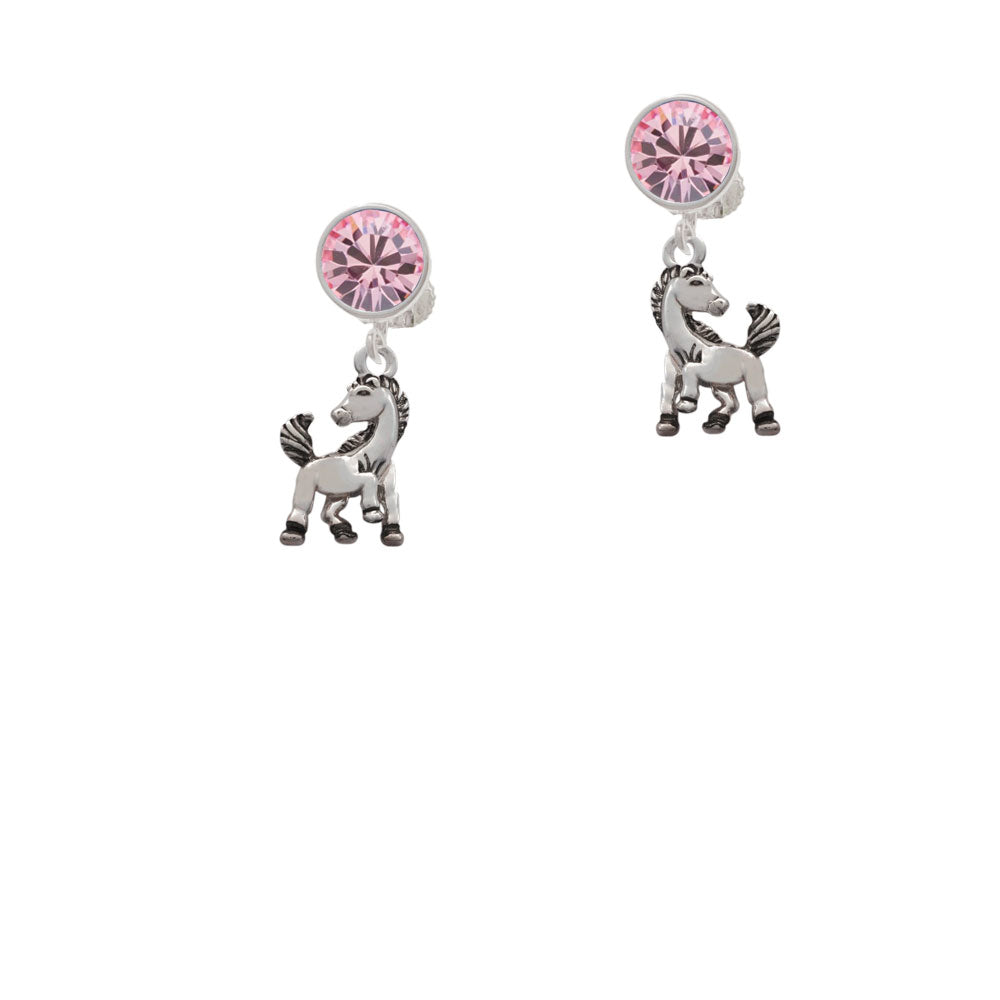 Small Mustang - Mascot Crystal Clip On Earrings Image 4