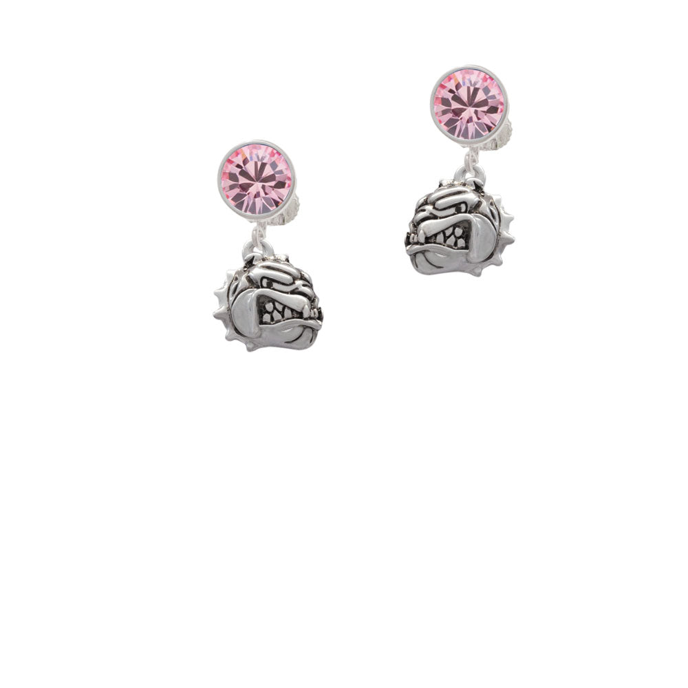 Small Bulldog - Mascot Crystal Clip On Earrings Image 4