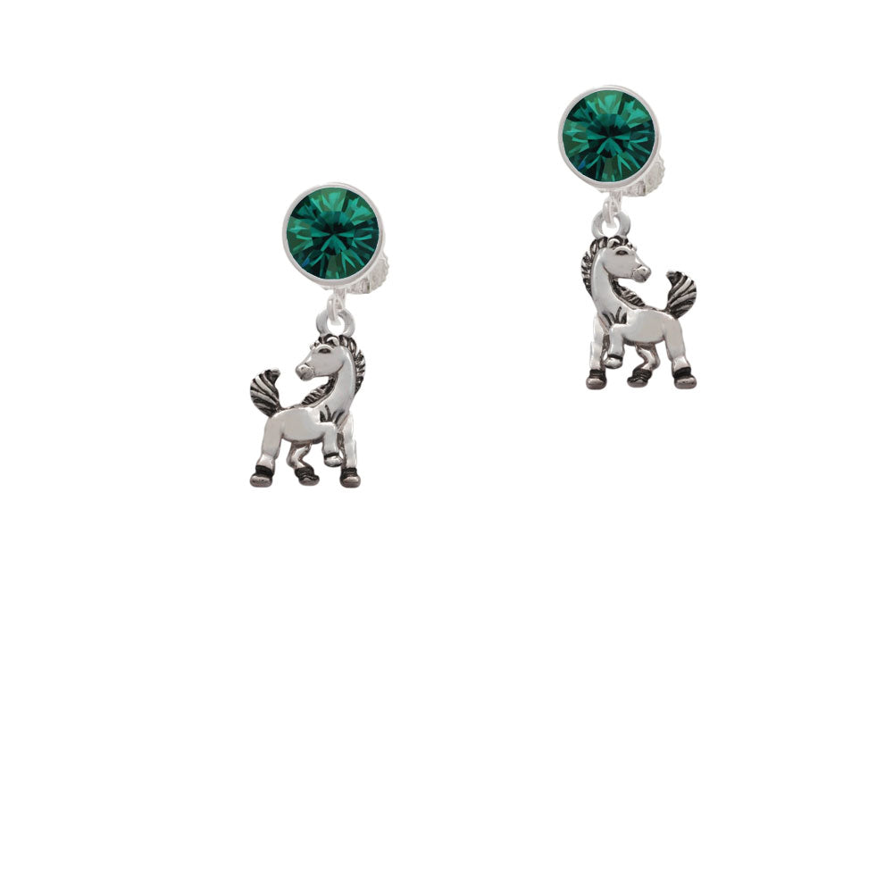 Small Mustang - Mascot Crystal Clip On Earrings Image 6