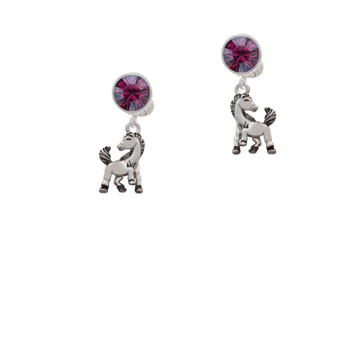 Small Mustang - Mascot Crystal Clip On Earrings Image 8