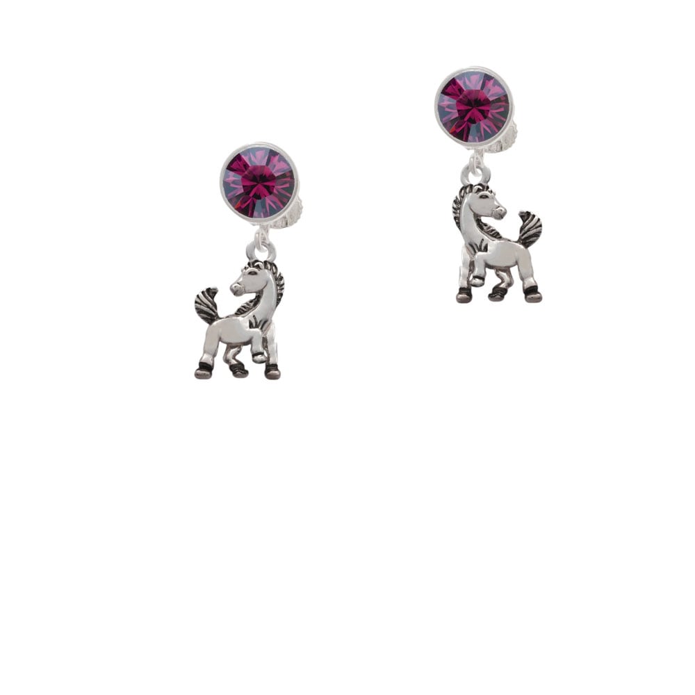 Small Mustang - Mascot Crystal Clip On Earrings Image 1