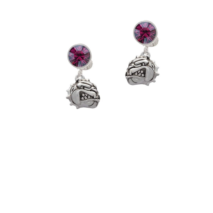 Small Bulldog - Mascot Crystal Clip On Earrings Image 1