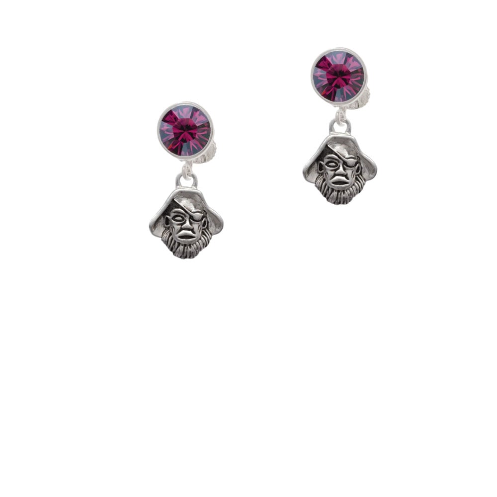 Small Pirate - Mascot Crystal Clip On Earrings Image 8