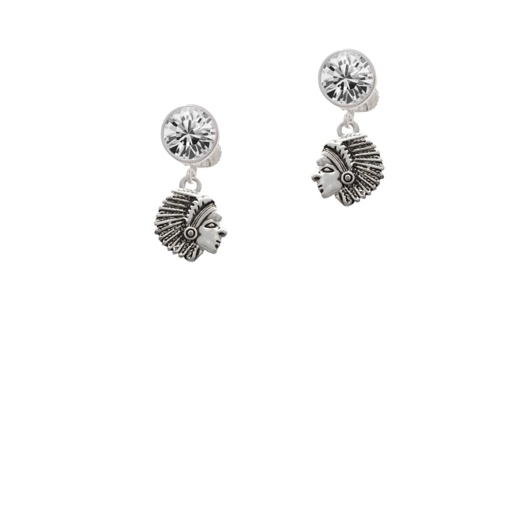 Small Indian - Mascot Crystal Clip On Earrings Image 2