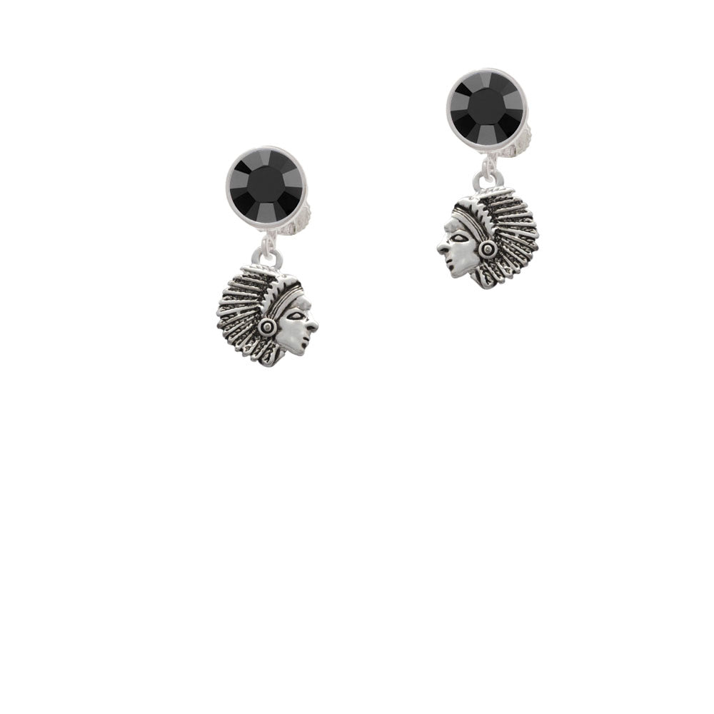 Small Indian - Mascot Crystal Clip On Earrings Image 3