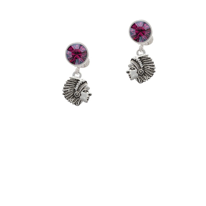 Small Indian - Mascot Crystal Clip On Earrings Image 8