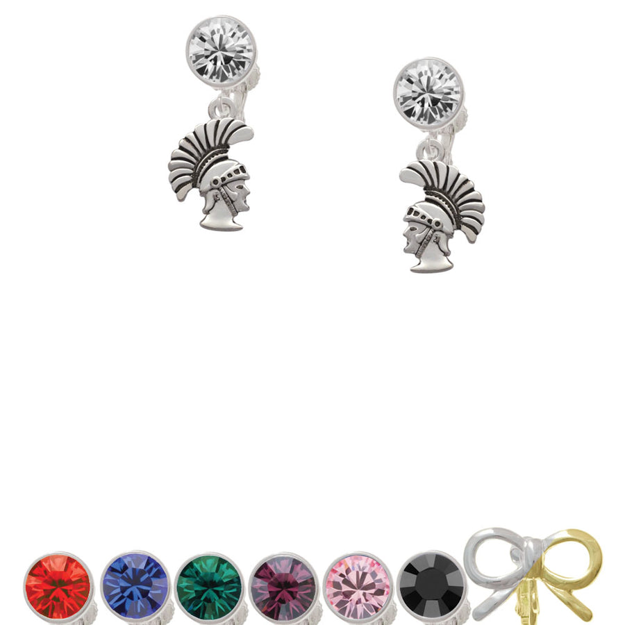 Small Trojan - Mascot Crystal Clip On Earrings Image 1