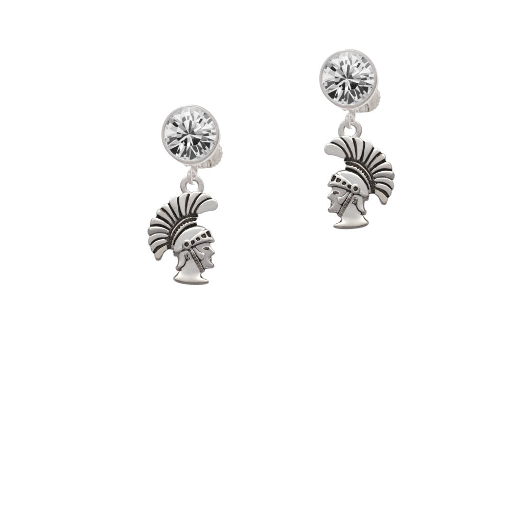 Small Trojan - Mascot Crystal Clip On Earrings Image 2