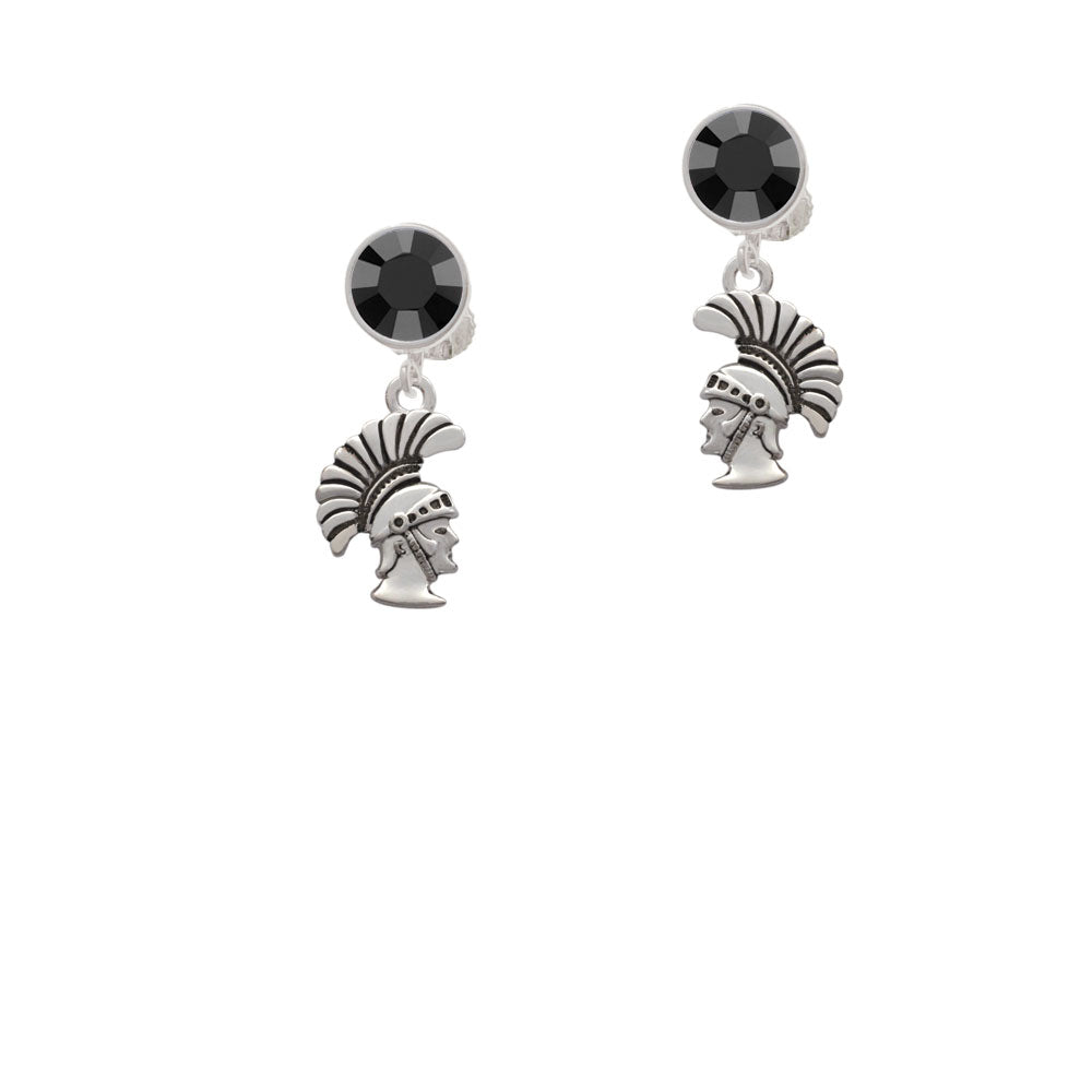 Small Trojan - Mascot Crystal Clip On Earrings Image 3