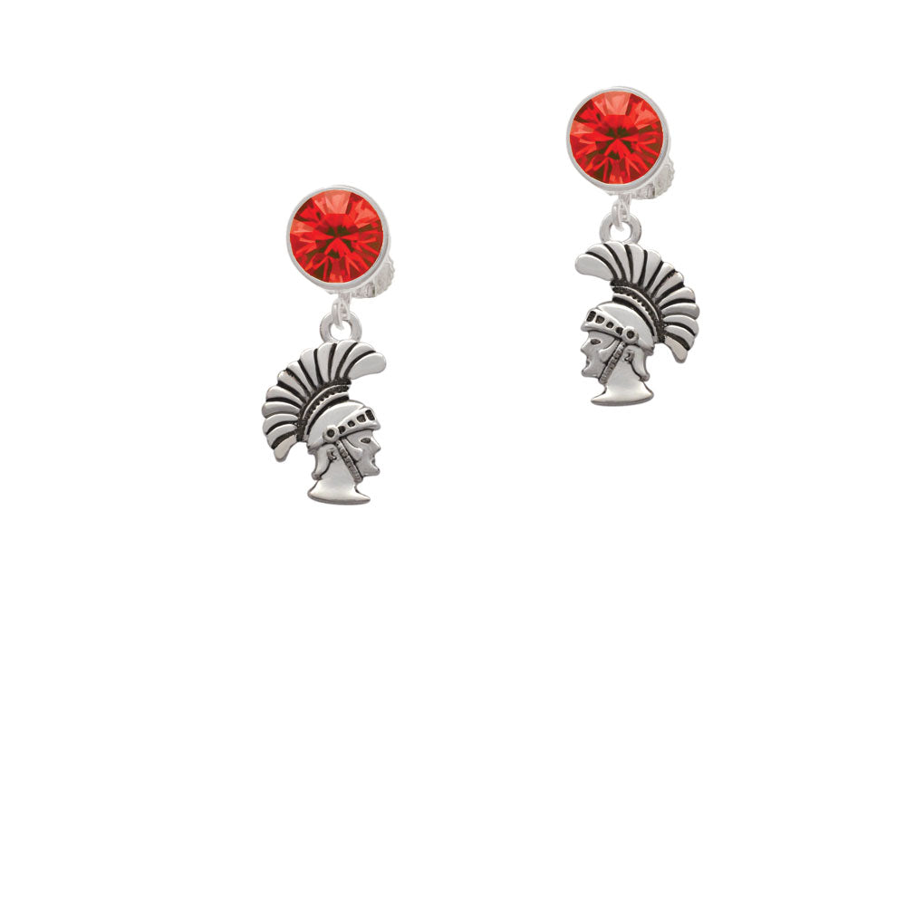 Small Trojan - Mascot Crystal Clip On Earrings Image 4