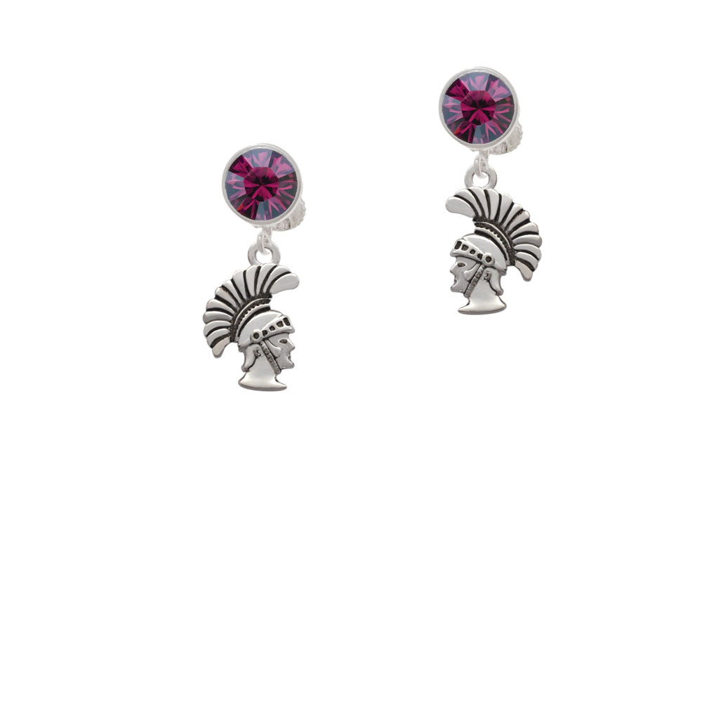 Small Trojan - Mascot Crystal Clip On Earrings Image 8