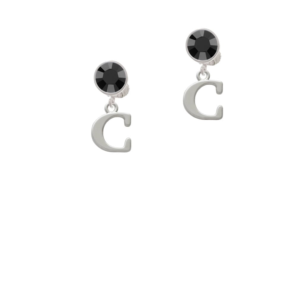 Large Initial - C - Crystal Clip On Earrings Image 3