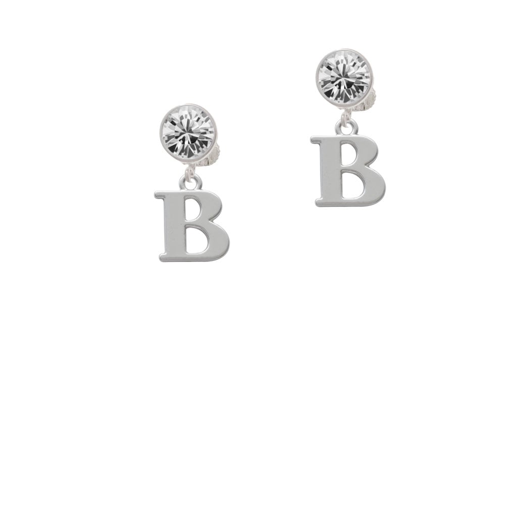 Large Initial - B - Crystal Clip On Earrings Image 2