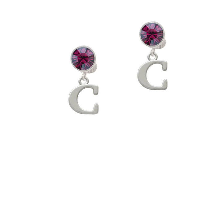 Large Initial - C - Crystal Clip On Earrings Image 8