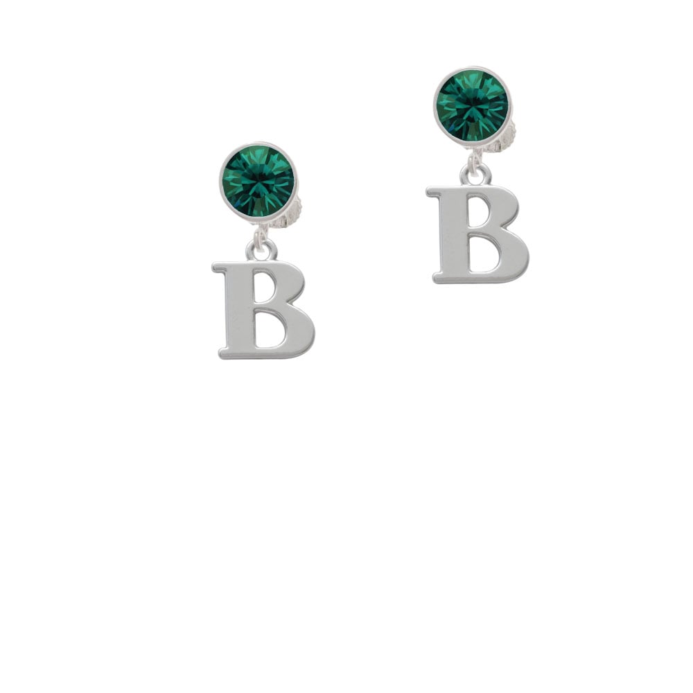 Large Initial - B - Crystal Clip On Earrings Image 1