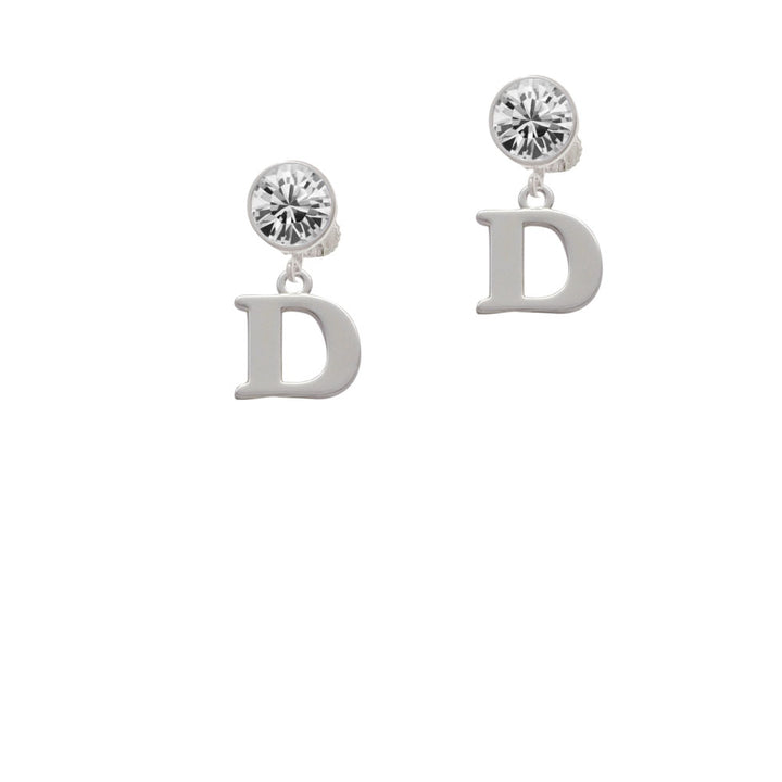 Large Initial - D - Crystal Clip On Earrings Image 2