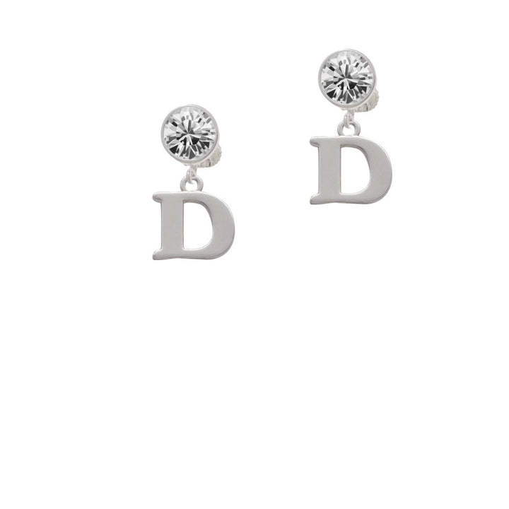 Large Initial - D - Crystal Clip On Earrings Image 1