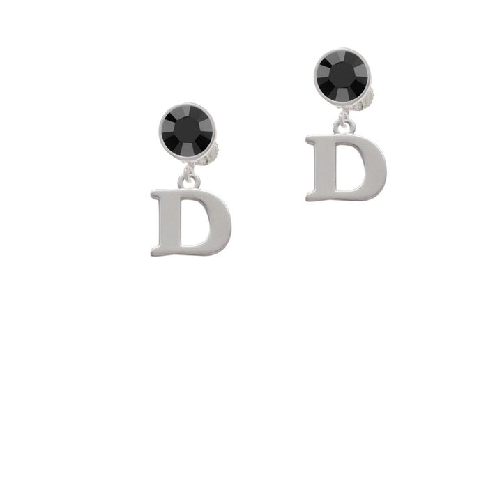 Large Initial - D - Crystal Clip On Earrings Image 3