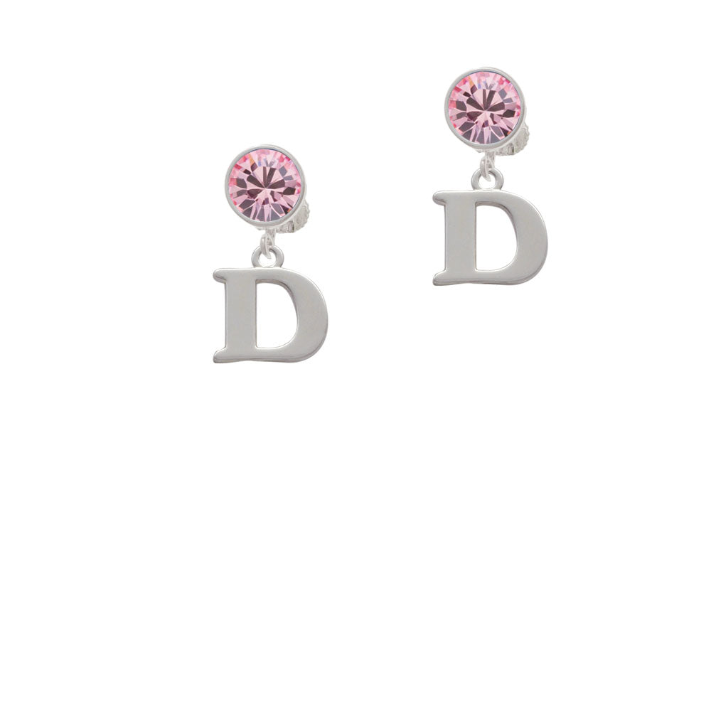 Large Initial - D - Crystal Clip On Earrings Image 4