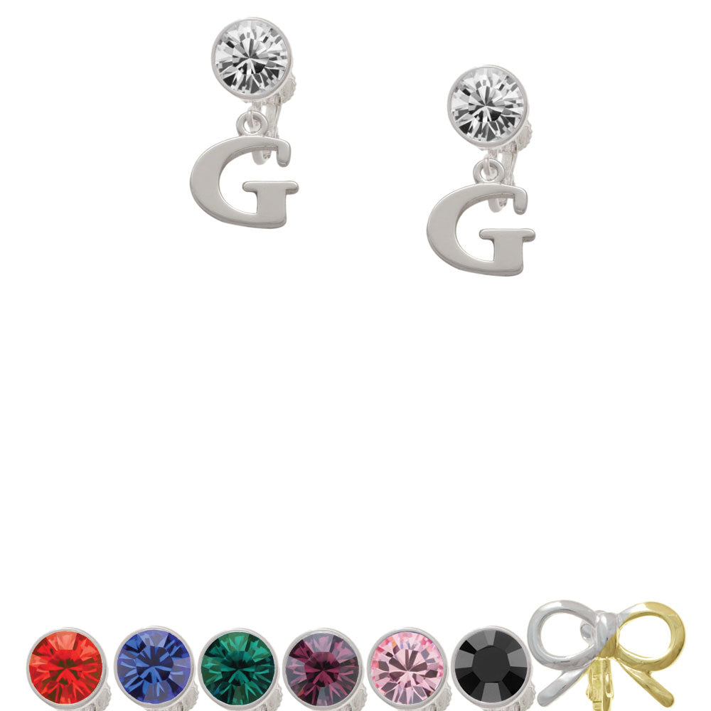 Large Initial - G - Crystal Clip On Earrings Image 1