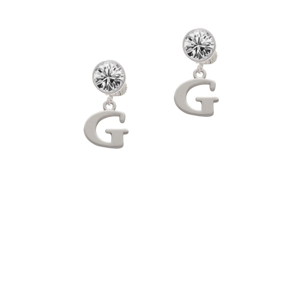 Large Initial - G - Crystal Clip On Earrings Image 2