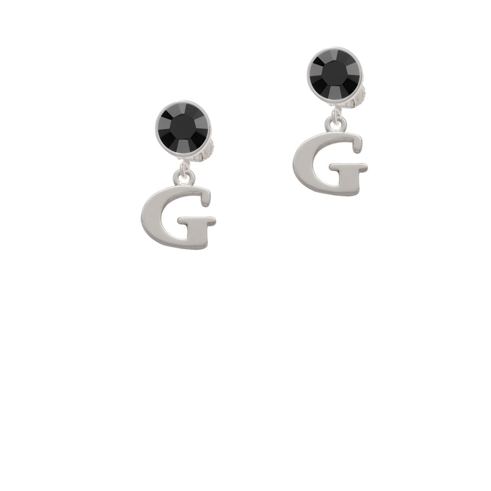 Large Initial - G - Crystal Clip On Earrings Image 3