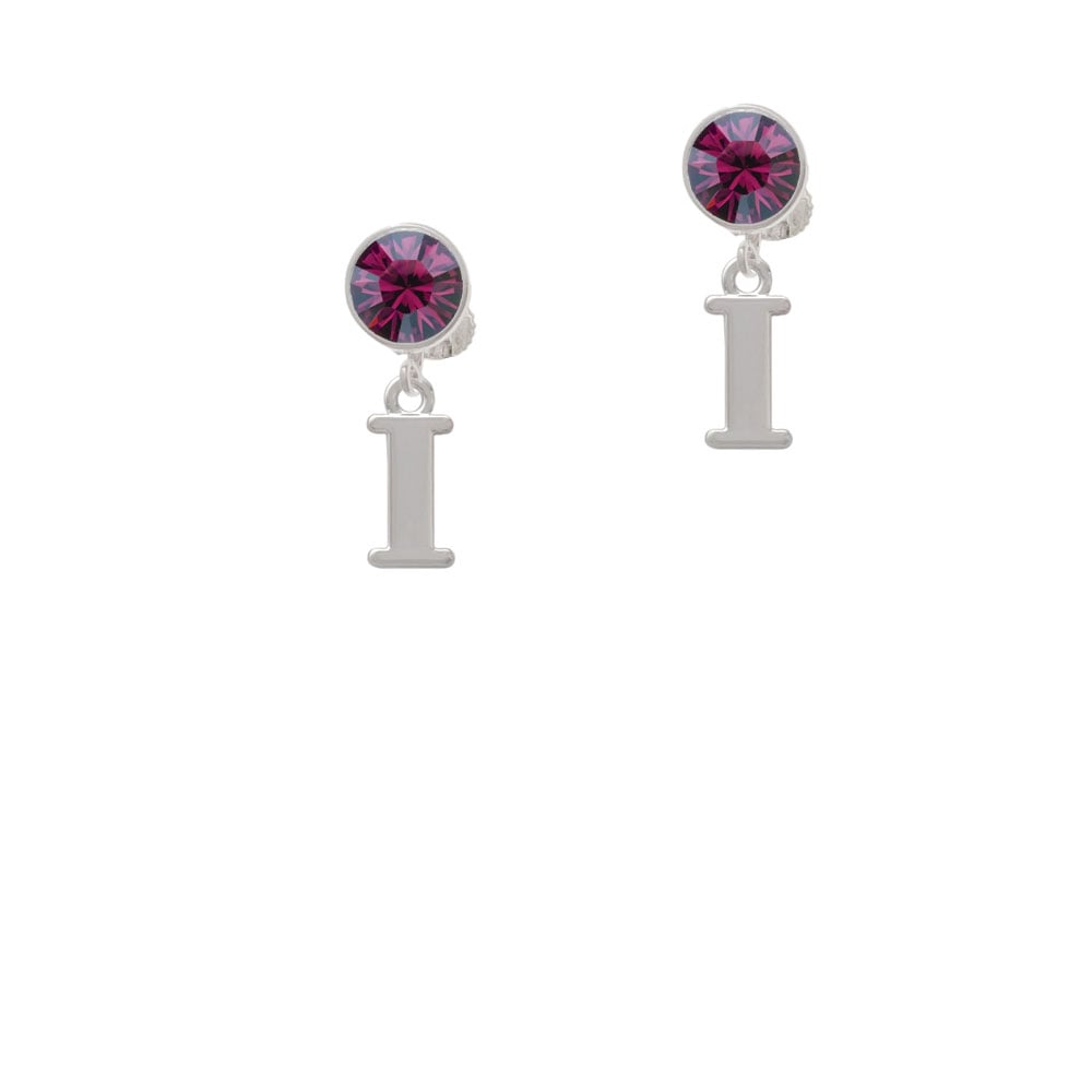 Large Initial - I - Crystal Clip On Earrings Image 1