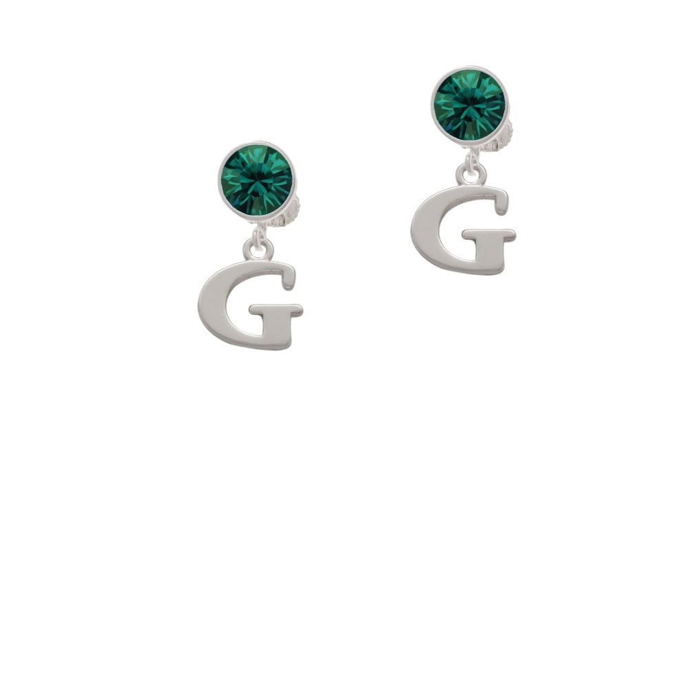 Large Initial - G - Crystal Clip On Earrings Image 6