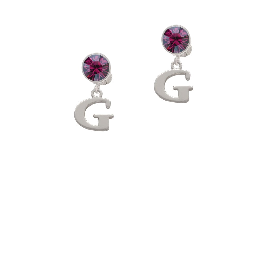 Large Initial - G - Crystal Clip On Earrings Image 1