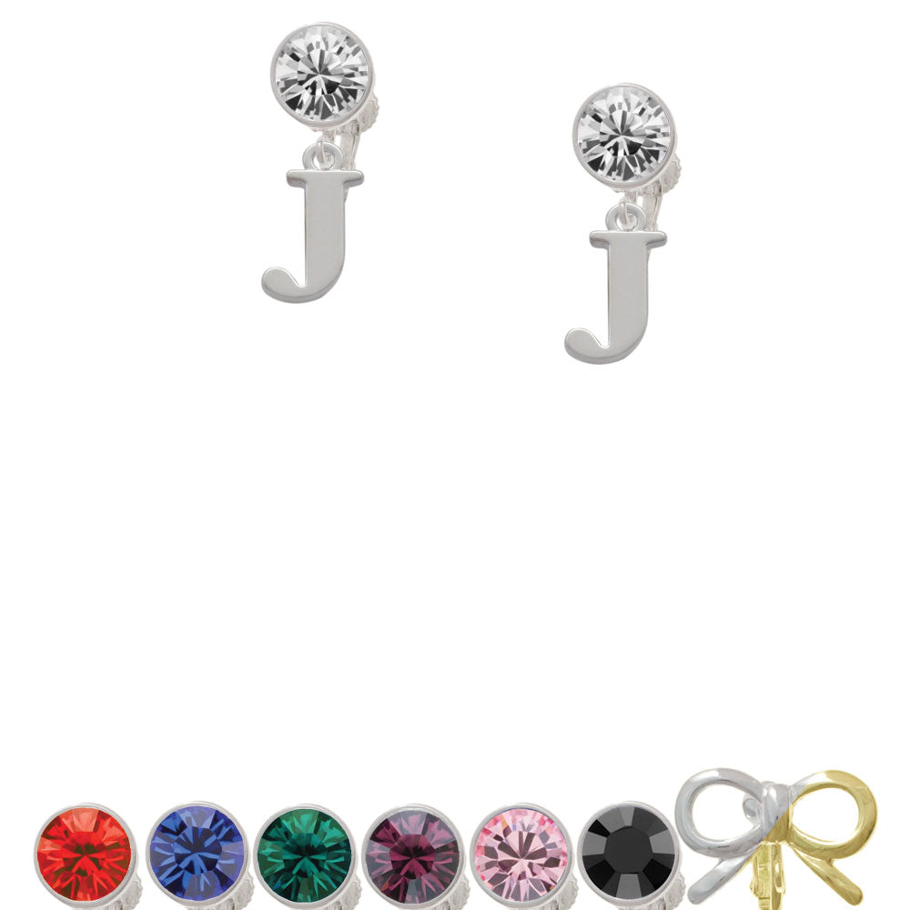 Large Initial - J - Crystal Clip On Earrings Image 1