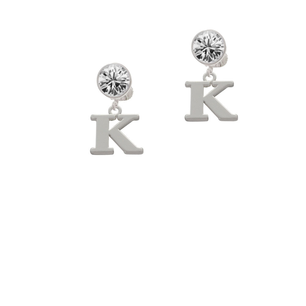 Large Initial - K - Crystal Clip On Earrings Image 2