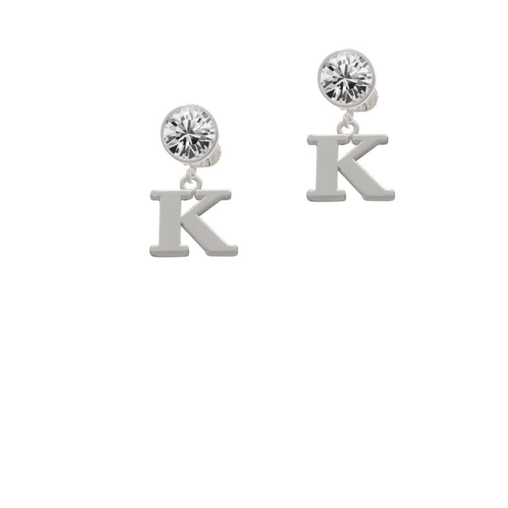 Large Initial - K - Crystal Clip On Earrings Image 1