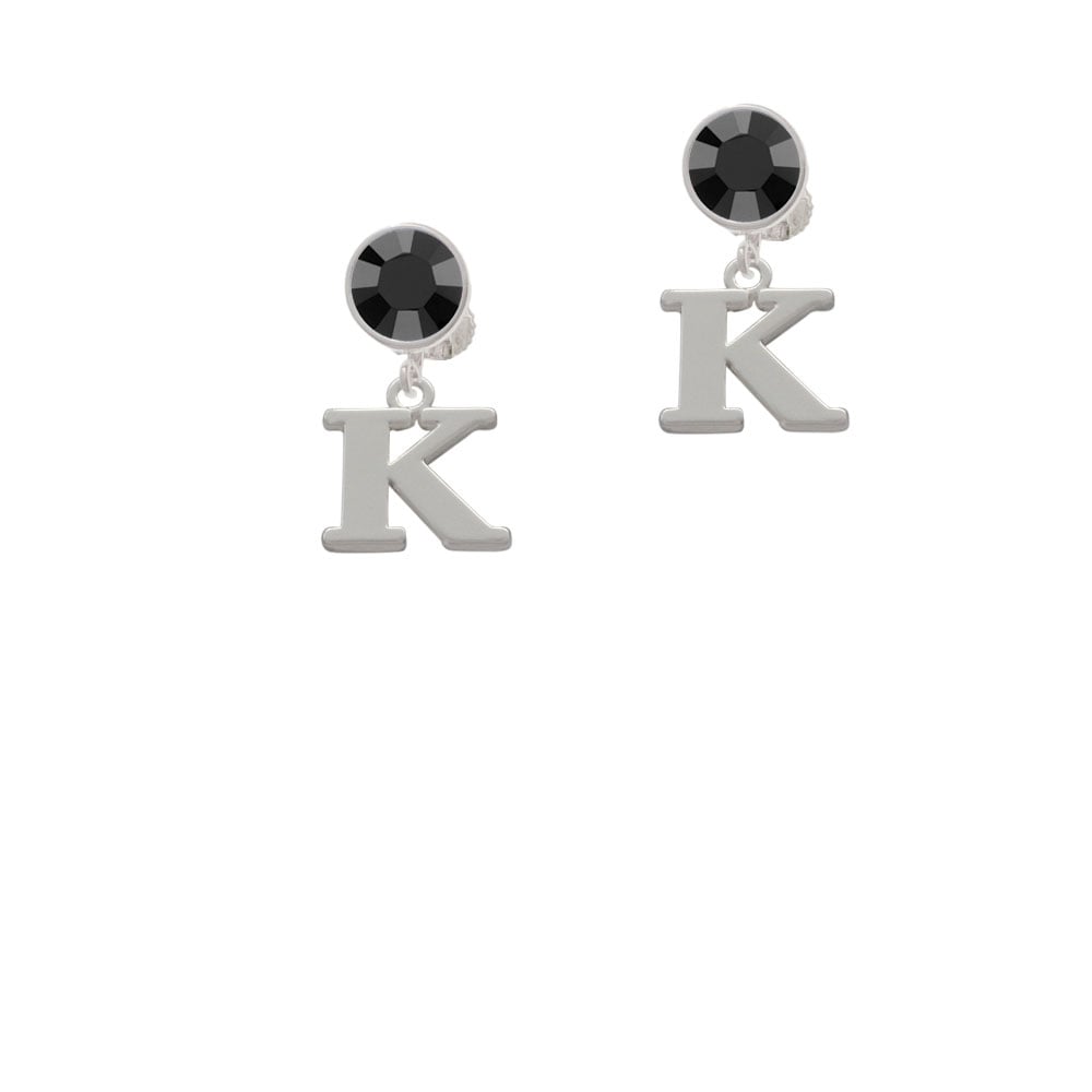 Large Initial - K - Crystal Clip On Earrings Image 1