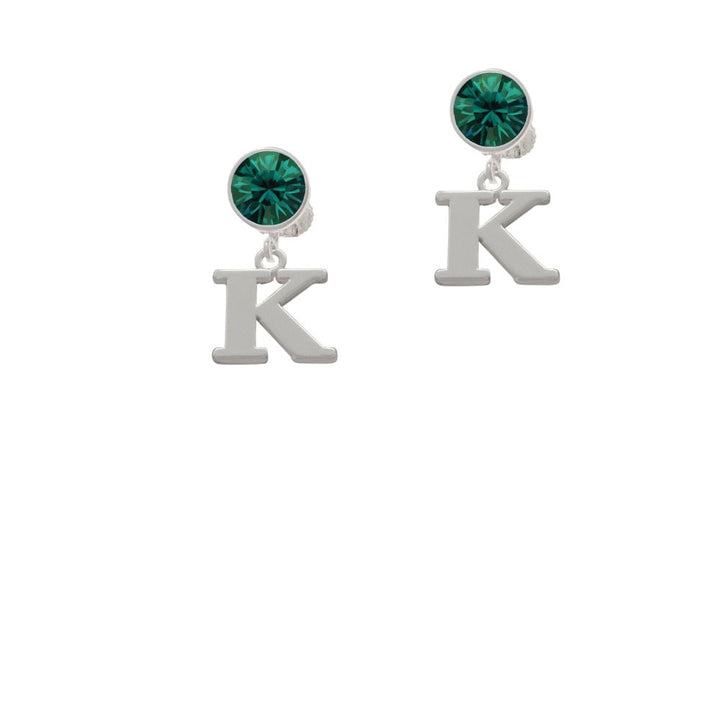 Large Initial - K - Crystal Clip On Earrings Image 6