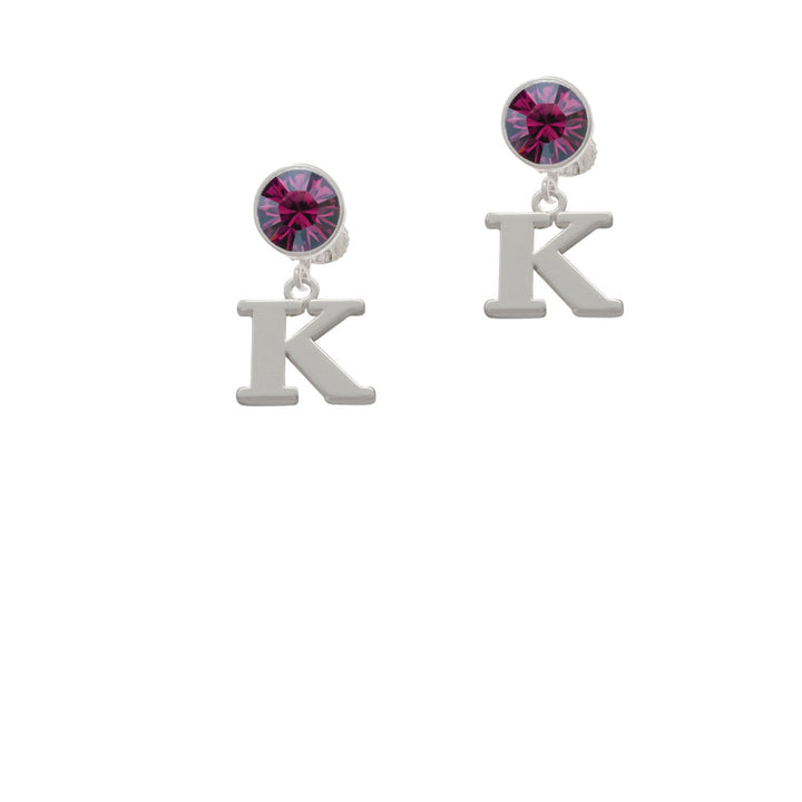 Large Initial - K - Crystal Clip On Earrings Image 8