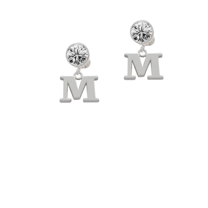 Large Initial - M - Crystal Clip On Earrings Image 2