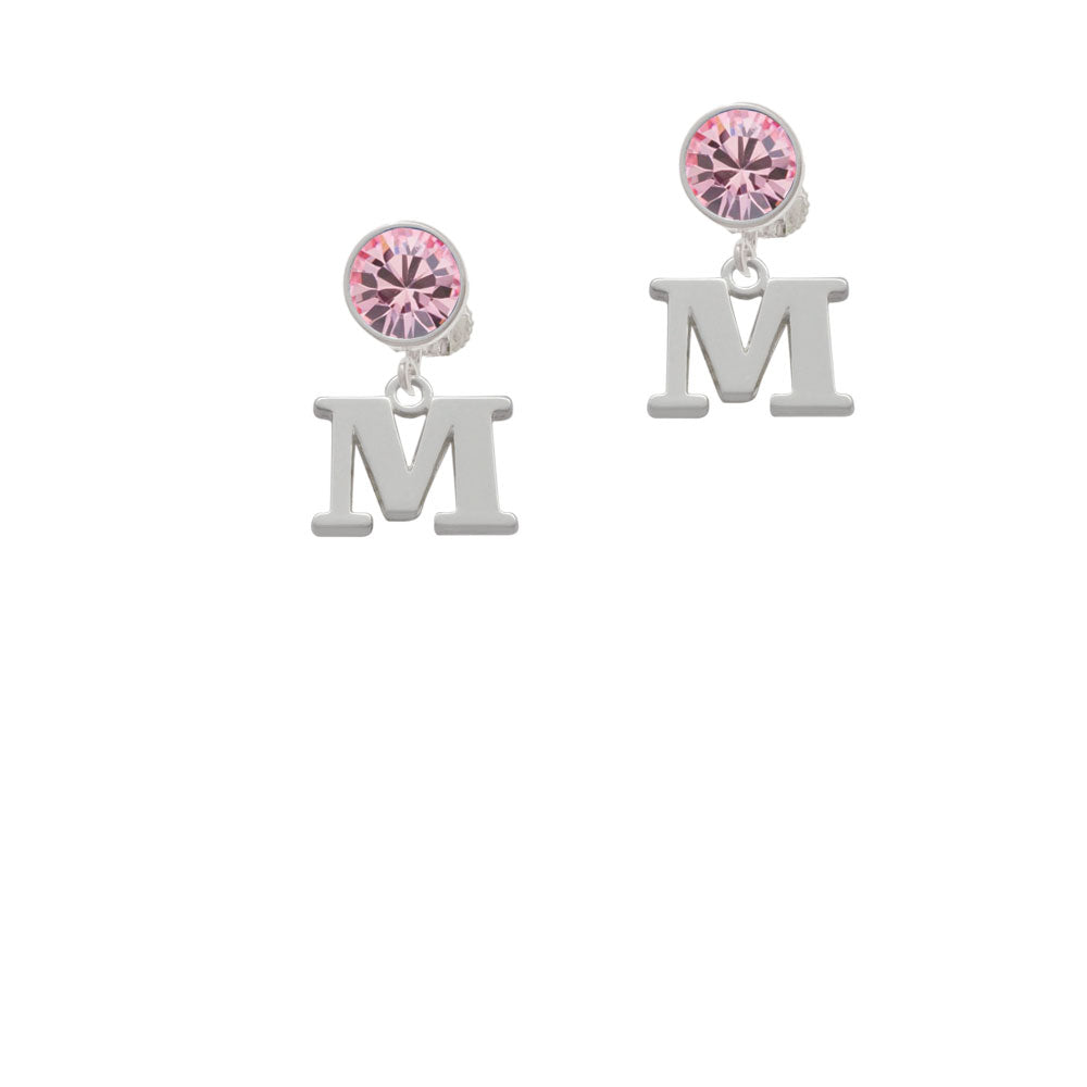 Large Initial - M - Crystal Clip On Earrings Image 4