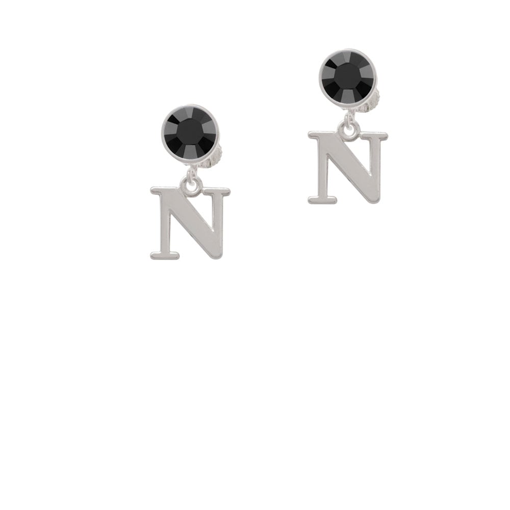 Large Initial - N - Crystal Clip On Earrings Image 3