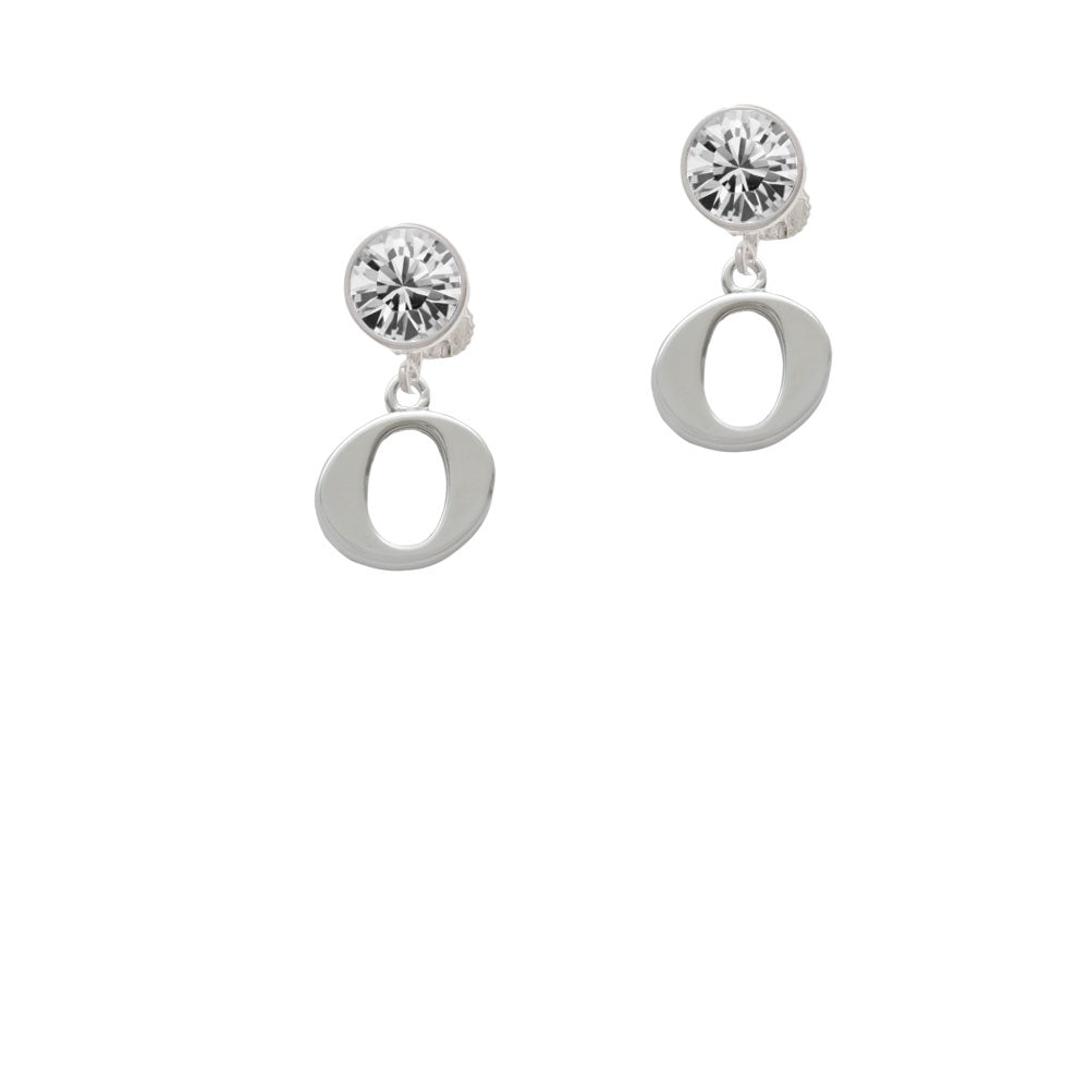 Large Initial - O - Crystal Clip On Earrings Image 2