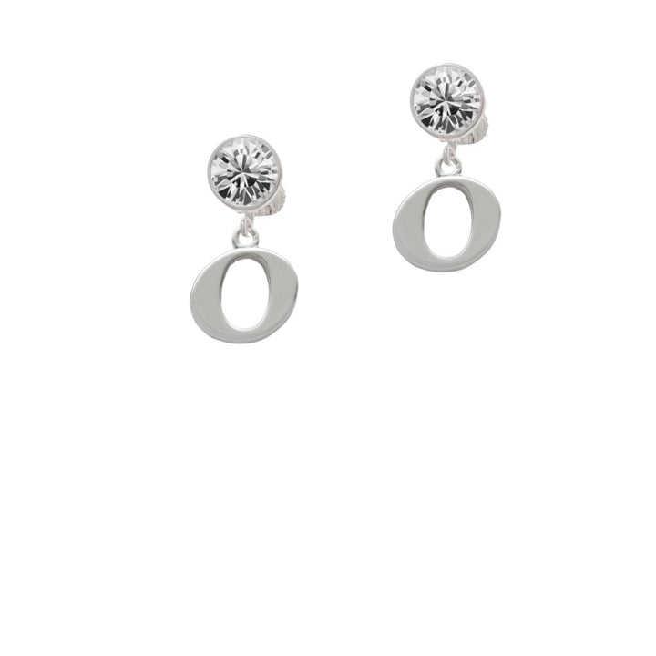 Large Initial - O - Crystal Clip On Earrings Image 1