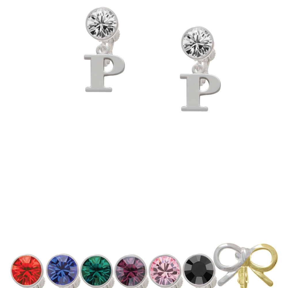 Large Initial - P - Crystal Clip On Earrings Image 1