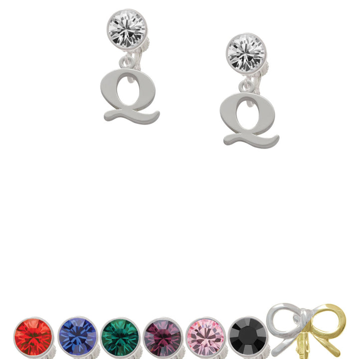 Large Initial - Q - Crystal Clip On Earrings Image 1