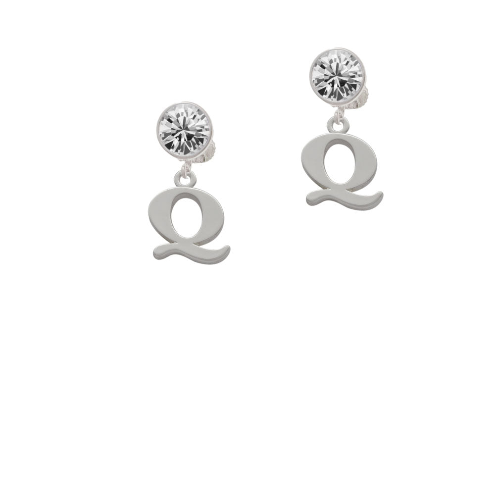 Large Initial - Q - Crystal Clip On Earrings Image 2