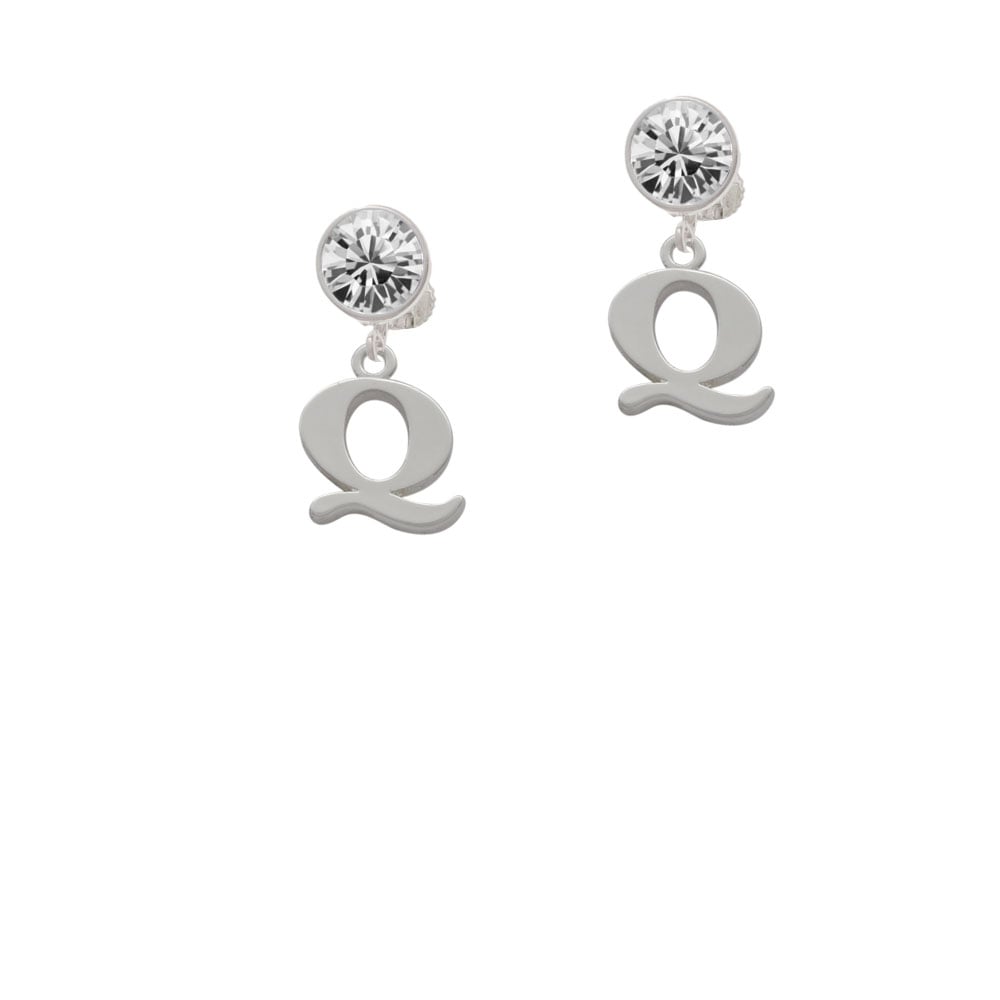 Large Initial - Q - Crystal Clip On Earrings Image 1