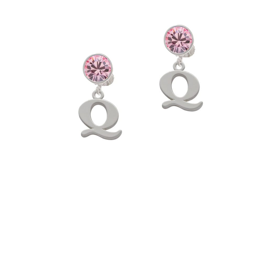 Large Initial - Q - Crystal Clip On Earrings Image 4