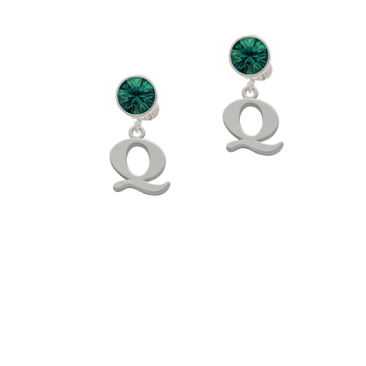 Large Initial - Q - Crystal Clip On Earrings Image 6